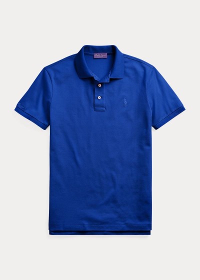 Polos Ralph Lauren Hombre Azul Rey Azules - Custom Slim Fit Piqué - YBWSN3175